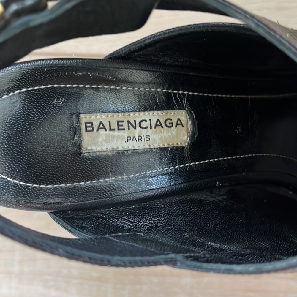 Balenciaga Glove Wedge Sandals Black Size 38 US Size 8 - Picture 7 of 9